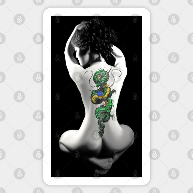 Girl with dragon tattoo Sticker by GrizzlyVisionStudio